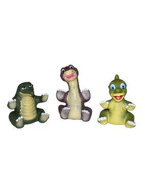 Vintage Pizza Hut 1988 Land Before Time soft plastic hand puppets 5-6" set of 3